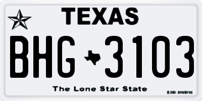 TX license plate BHG3103