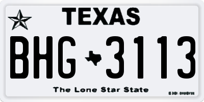 TX license plate BHG3113
