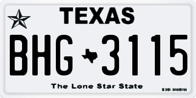 TX license plate BHG3115