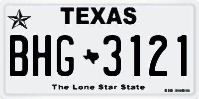 TX license plate BHG3121