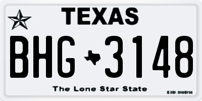 TX license plate BHG3148
