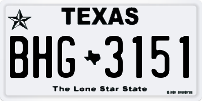 TX license plate BHG3151