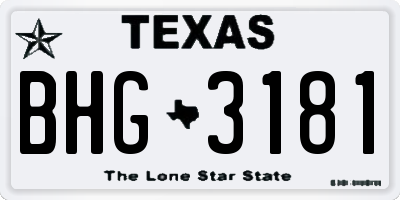 TX license plate BHG3181