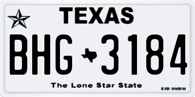 TX license plate BHG3184