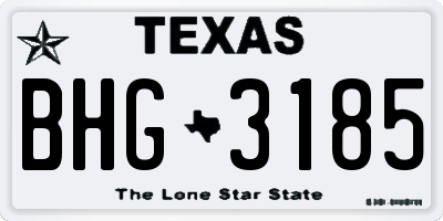 TX license plate BHG3185