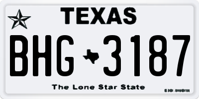 TX license plate BHG3187