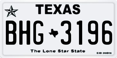 TX license plate BHG3196