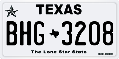 TX license plate BHG3208