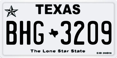 TX license plate BHG3209