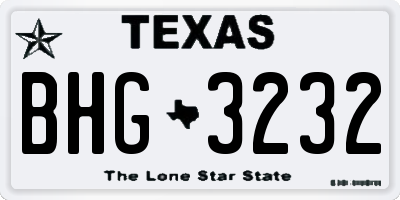 TX license plate BHG3232