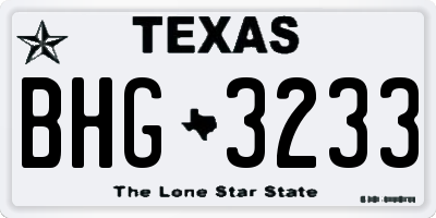 TX license plate BHG3233