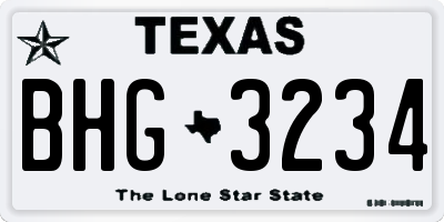 TX license plate BHG3234