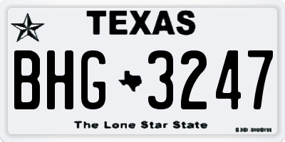 TX license plate BHG3247