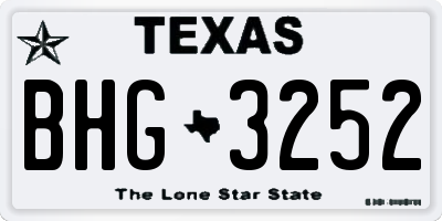 TX license plate BHG3252