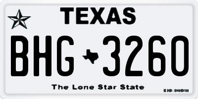 TX license plate BHG3260