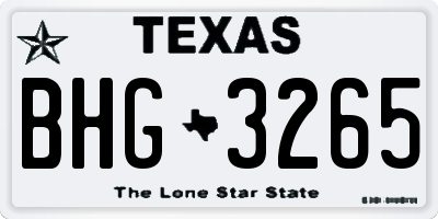 TX license plate BHG3265