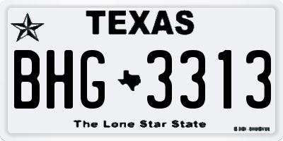 TX license plate BHG3313