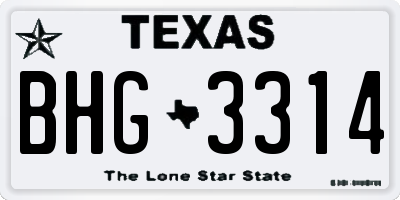 TX license plate BHG3314