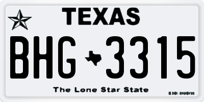 TX license plate BHG3315