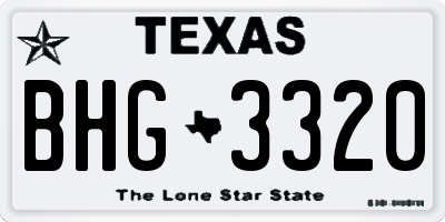 TX license plate BHG3320