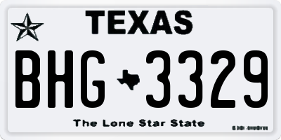 TX license plate BHG3329
