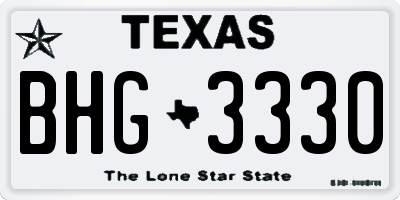 TX license plate BHG3330