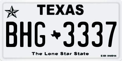TX license plate BHG3337