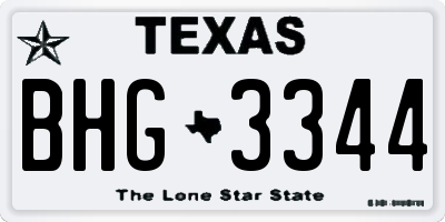 TX license plate BHG3344