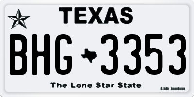 TX license plate BHG3353
