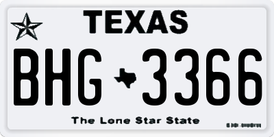 TX license plate BHG3366