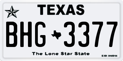 TX license plate BHG3377