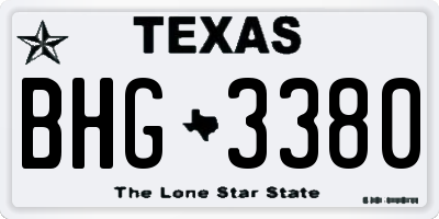 TX license plate BHG3380