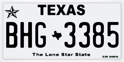 TX license plate BHG3385