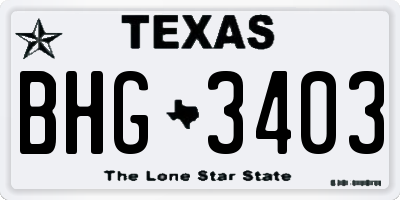 TX license plate BHG3403