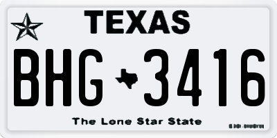 TX license plate BHG3416