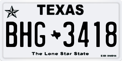 TX license plate BHG3418