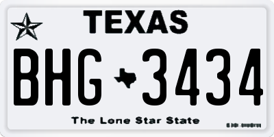 TX license plate BHG3434