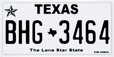 TX license plate BHG3464