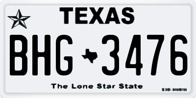 TX license plate BHG3476