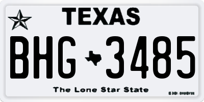 TX license plate BHG3485