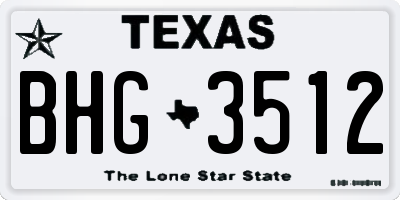TX license plate BHG3512