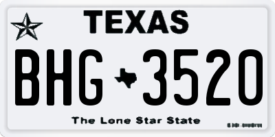 TX license plate BHG3520