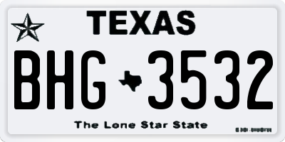 TX license plate BHG3532