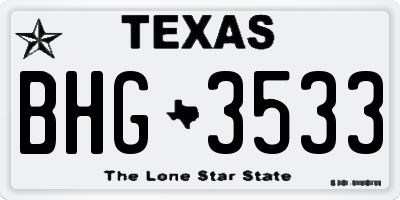 TX license plate BHG3533