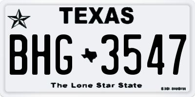 TX license plate BHG3547