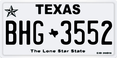 TX license plate BHG3552