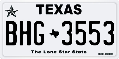 TX license plate BHG3553