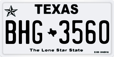 TX license plate BHG3560