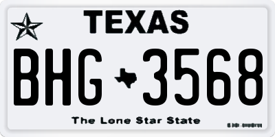 TX license plate BHG3568