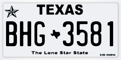 TX license plate BHG3581
